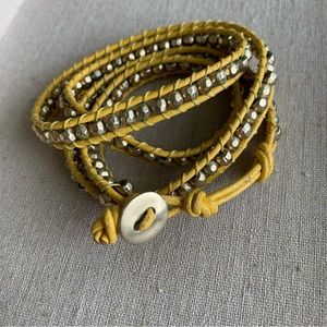 Yellow leather wrap bracelet